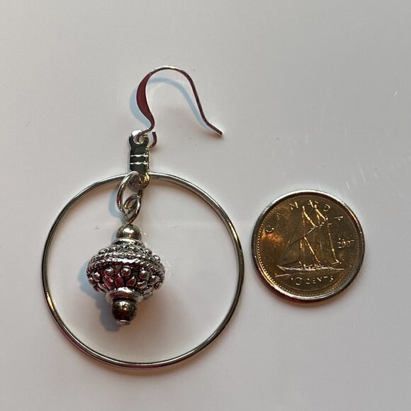 ❤️ Antique Silver & Tibetan Bead Hoop Earrings - Picture 4 of 8
